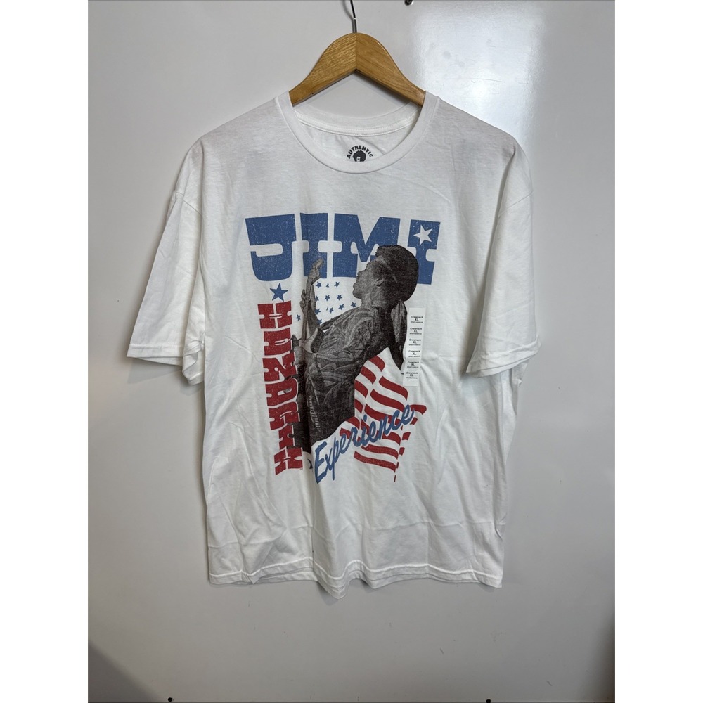 NWT Men's Jimi Hendrix Experience Americana Graphic T-shirt XL White -36
